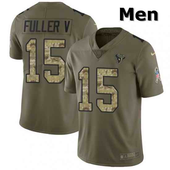 Men Nike Houston Texans 15 Will Fuller V Limited OliveCamo 2017 Salute to Service NFL Jersey